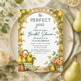 Perfekt Päron Grön Gingham Bröllopsdusch  Inbjudningar