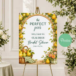 Perfekt Päron Grön Gingham Bröllopsdusch Välkomsts Poster