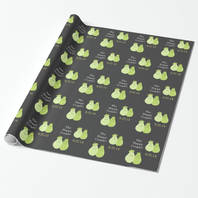 Perfekt päron/Pear-/Par-bröllopsinpackningspapper Presentpapper (Utrullad)