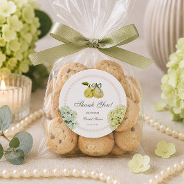 Perfekt Päronpar Gröna Hortensia Bröllopsdusch Runt Klistermärke