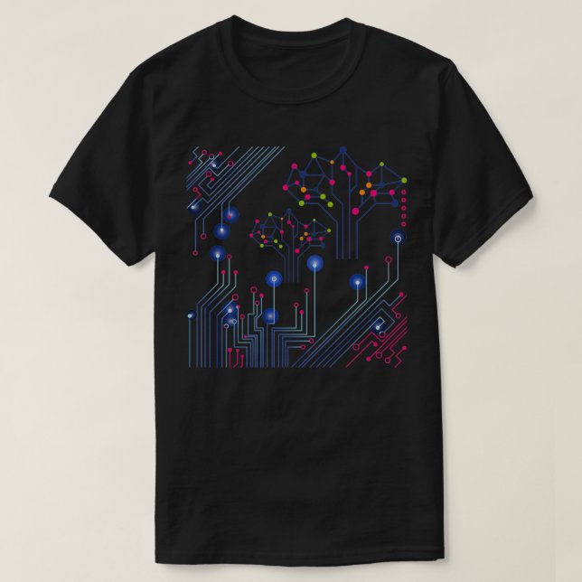 Perfekt PCB Trace Trace Linjer och T Shirt (Design framsida)