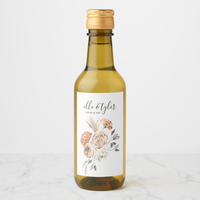 Perfekt Peach Bröllop Vin-etikett Vinetikett (Framsida)