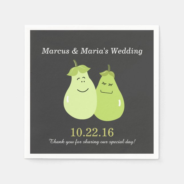 Perfekt Pear Bride/Groom Bröllop Napkins Pappersservett (Framsidan)