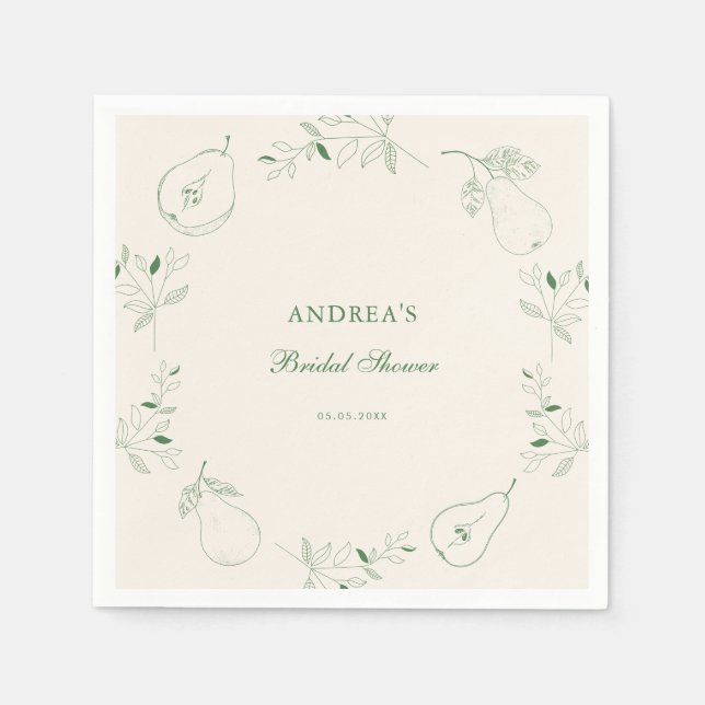 Perfekt Pear Hand plockade Grönt Möhippa Pappersservett (Framsidan)