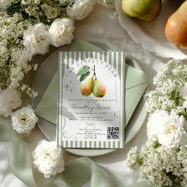 Perfekt Pear Retro Old Money Pair Qr-Möhippa Inbjudningar
