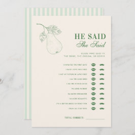 Perfekt Pear sa att hon sa Möhippa Game Inbjudningar