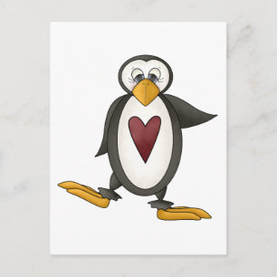 Perfekt Penguin ・ Hjärtat Vykort