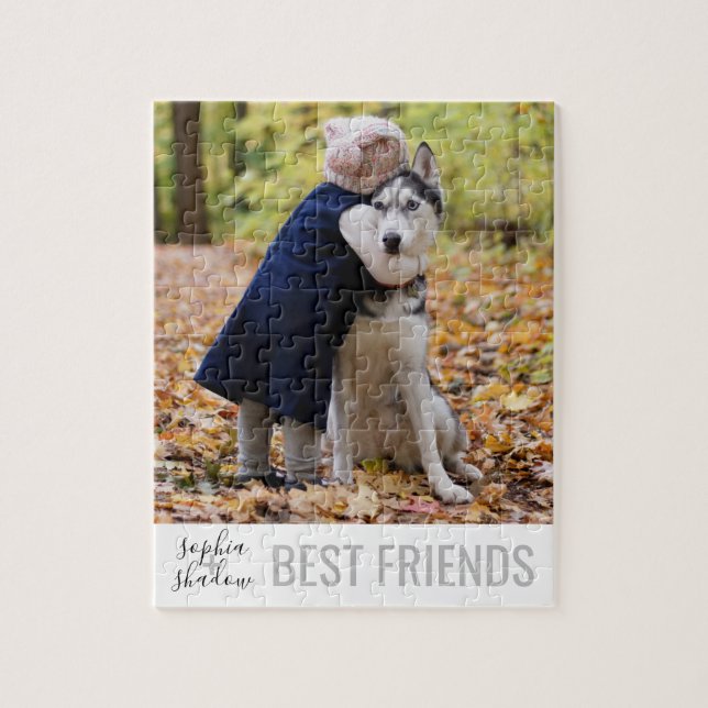 Perfekt Pet Best Friends Personlig Namn Photo Pussel (Vertikal)