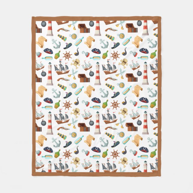 Perfekt Pirat Mönster Fleece Blanket (Framsidan)