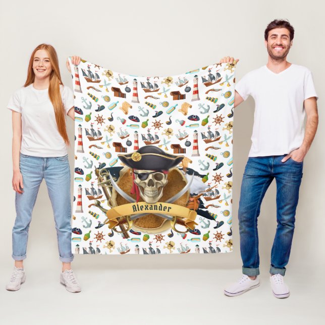 PERFEKT PIRAT MÖNSTER PERSONALISERA FLEECEFILT (På plats)