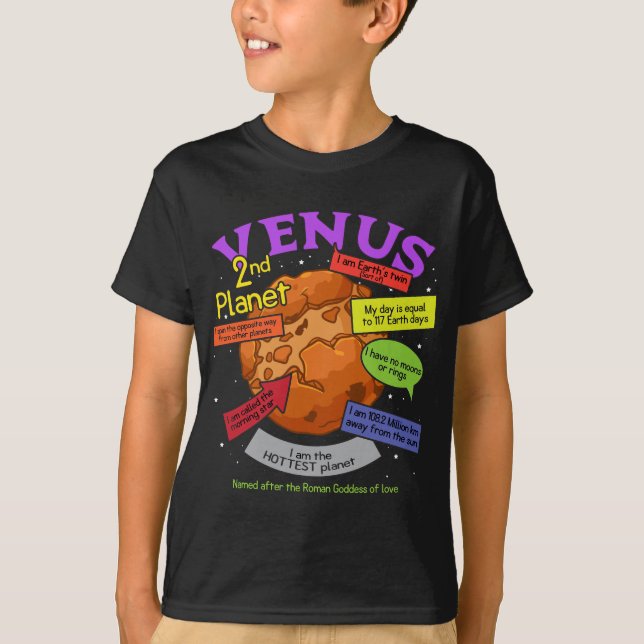 Perfekt Planets, lärare - Venus, Solar Syst T Shirt (Framsida)