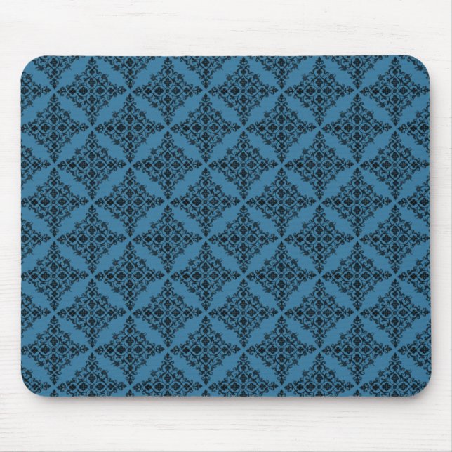 Perfekt polerad Damask Mousepad, blå Musmatta (Framsidan)