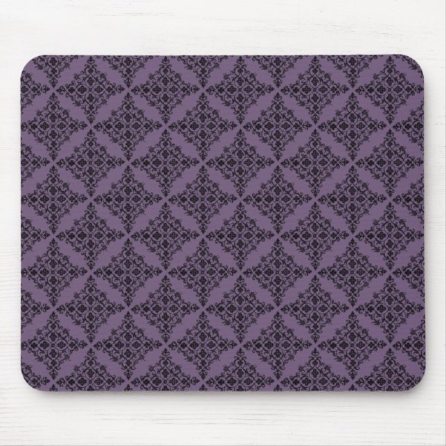 Perfekt polerad Damask Mousepad, Lila Musmatta (Framsidan)