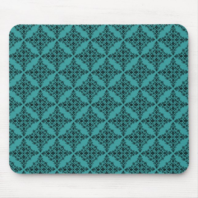 Perfekt polerad Damask Mousepad, Teal Musmatta (Framsidan)