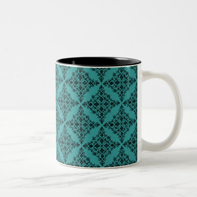 Perfekt polerad Damask Mugg, Teal Två-Tonad Mugg (Höger)