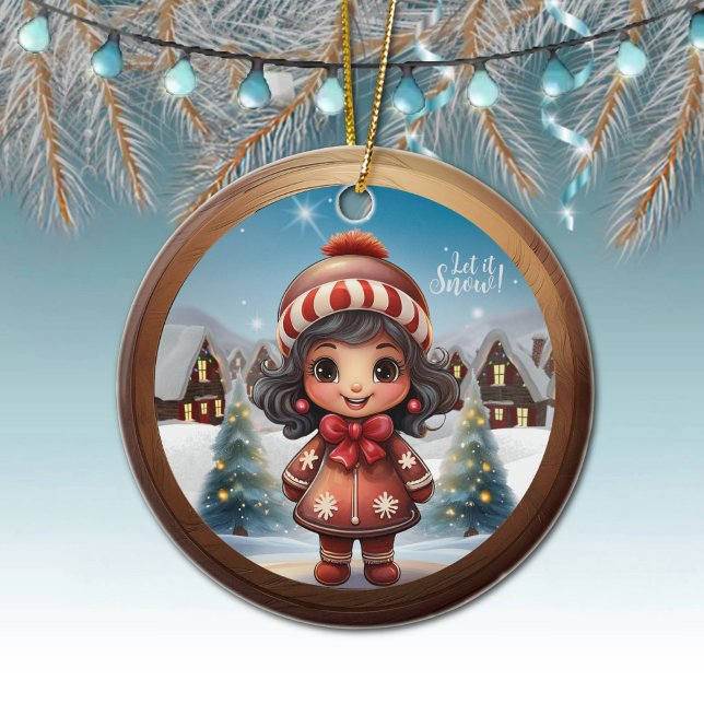 Perfekt present av pepparkaksgirl till henne som ä julgransprydnad keramik (Perfect Gingerbread Girl Present for Her, Unique Girly Ceramic Ornament, Cute Female Decor Gift 🎄)