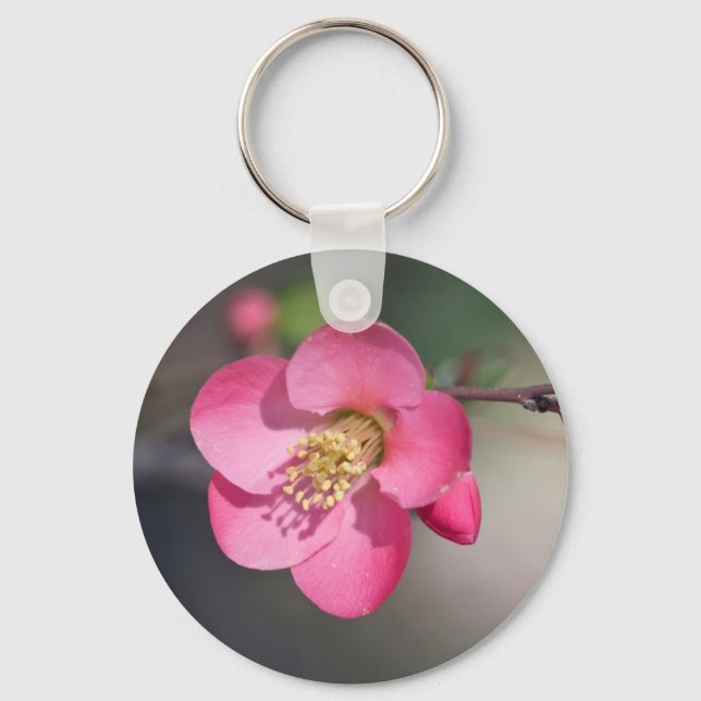 Perfekt Rosa Blommande Kvitten Nyckelring (Framsida)
