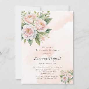 Perfekt Rosa Paint Peony Bridesmaids Luncheon Inbjudningar