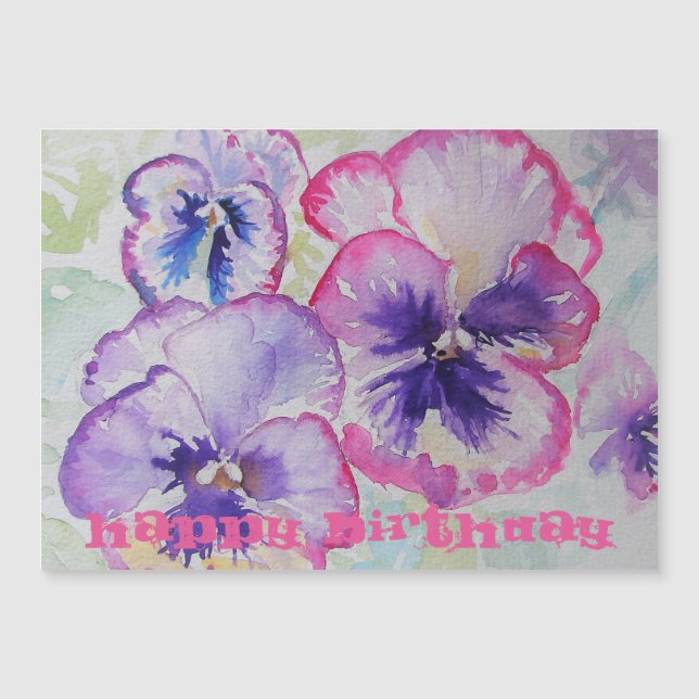 Perfekt Rosa Pansies Watercolor art Birthday Card (Framsida)