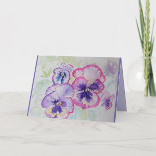 Perfekt Rosa Pansies Watercolor art Birthday Card Kort