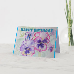 Perfekt Rosa Pansies Watercolor art Birthday Card Kort