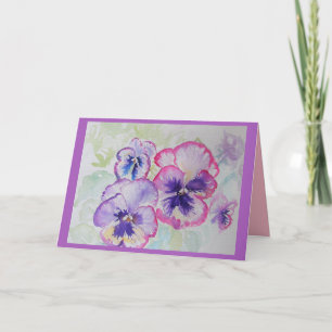 Perfekt Rosa Pansies Watercolor Hälsning Card Kort