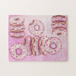 Perfekt Rosa Party Iced Sprinkle Donuts HARD Pussel