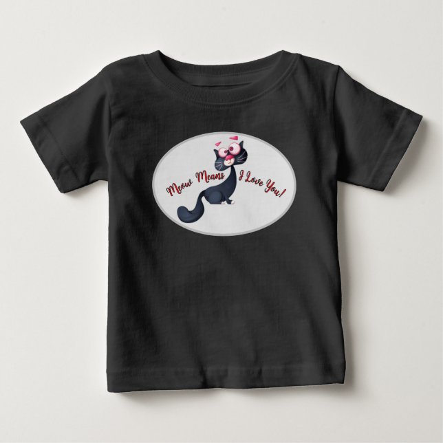 Perfekt Söt – Tecknad Katt Babyplagg T Shirt (Framsida)