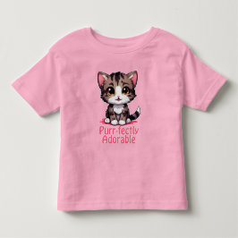 Perfekt söta Chibi Kawaii Kattunge i Rosa T Shirt
