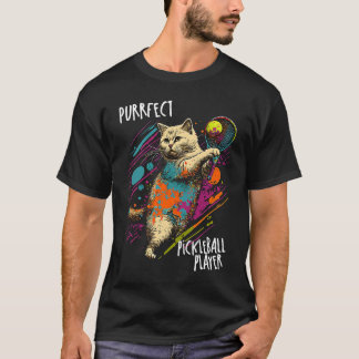 Perfekt spelande katt Paddleball-spelare Pickleba T Shirt