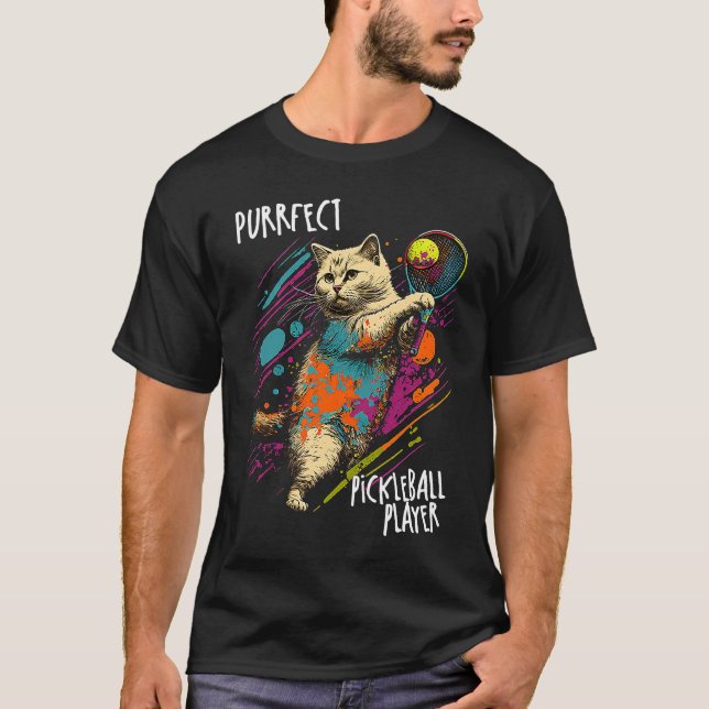 Perfekt spelande katt  Paddleball-spelare Pickleba T Shirt (Framsida)
