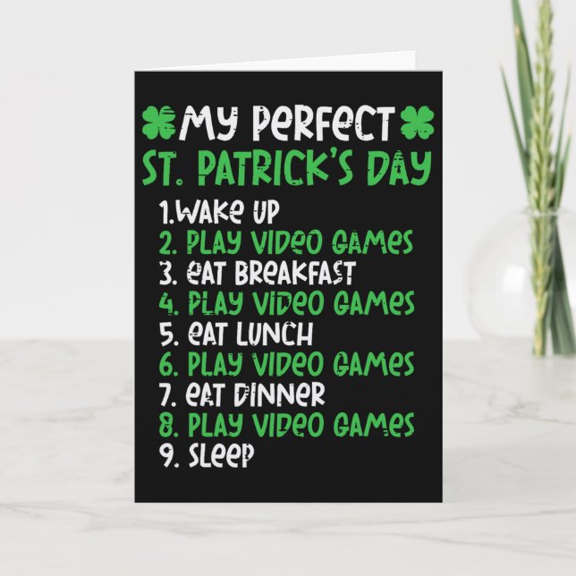 Perfekt St Patricks Day Spela Videospel Gamer Män Kort (Framsida)