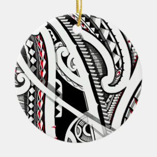 Perfekt stam- polynesian/maori tatueringkonst julgransprydnad keramik