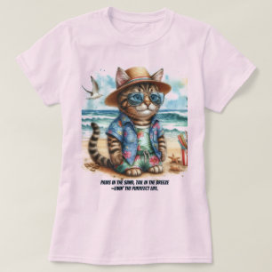 Perfekt strandliv för kattälskare t shirt