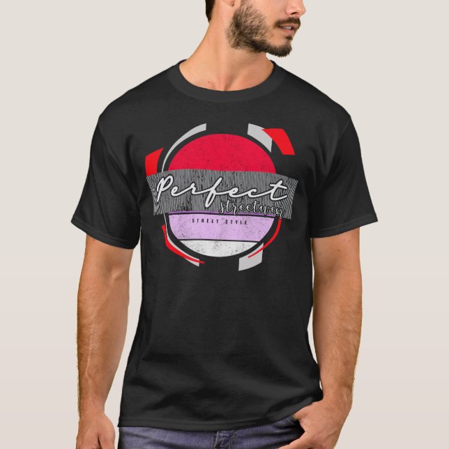 Perfekt Streetwear Abstrakt Geometric Art T Shirt (Framsida)