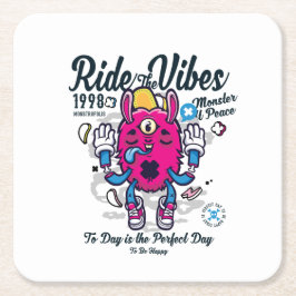 Perfekt till lycklig | Lönsam monster i fred | Underlägg Papper Kvadrat