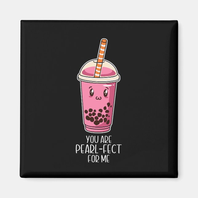 Perfekt till mig, boba pearl-tedrink kawaii black magnet (Framsidan)