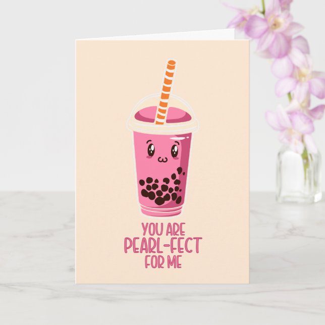 Perfekt till mig boba pearl-tedrink kawaii rosa kort (Orkide)