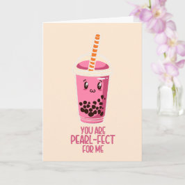 Perfekt till mig boba pearl-tedrink kawaii rosa kort