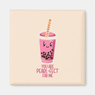 Perfekt till mig boba pearl-tedrink kawaii rosa magnet