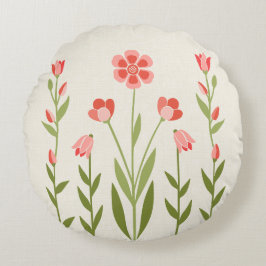 Perfekt Trädgårdsblomma  – Salvia & Rodnad Rund Kudde