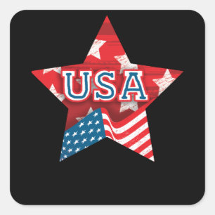 Perfekt USA flagga Färg Star - KÄRLEK USA Fyrkantigt Klistermärke