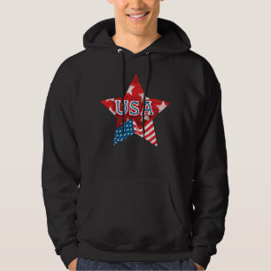 Perfekt USA-flaggfärg stjärna - KÄRLEK USA Hoodie