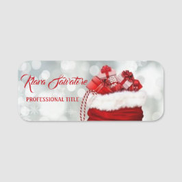 Perfekt Vackra julen Jultomten Red Bag Namnbricka