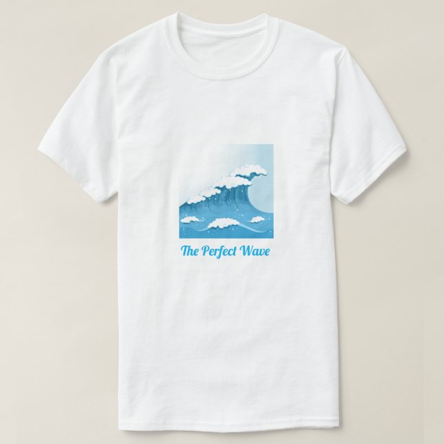 Perfekt-våglogan Blue Wave-Surfa och Ocean T Shirt (Design framsida)