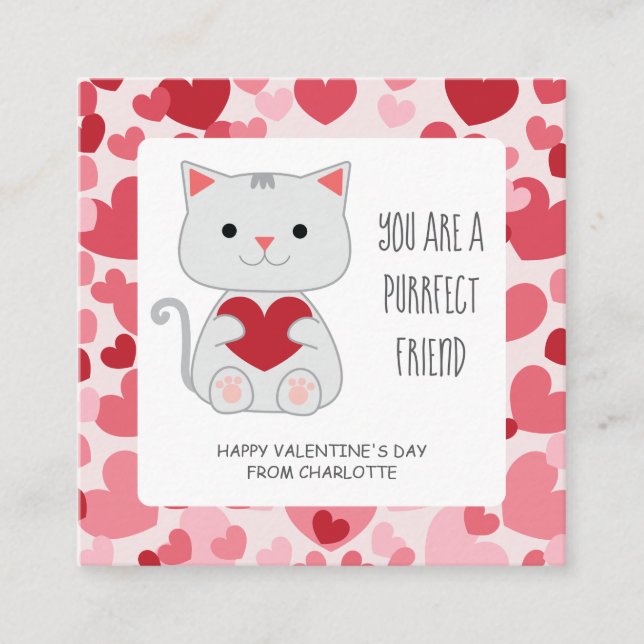 Perfekt Vän Katt Klassrum Valentine Tilläggskort (Framsida)
