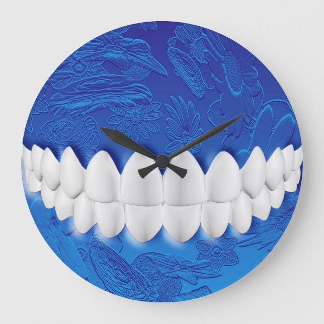 Perfekt Vit tjugonde Bita Dentist Blue Wall Clock Stor Klocka (Framsida)