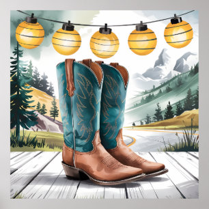 Perfekt Western Wall Art Cowboy Boots Land Poster