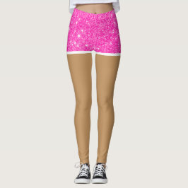 Perfekta ben i varma rosa glitterfärgade shorts leggings