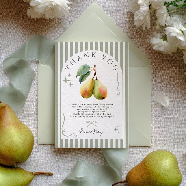 Perfekta Päron Retro Gamla Pengar Par Bröllopsshow Tack Kort (Perfect Pear Retro Old Money Pair Bridal Shower Thank You Card)